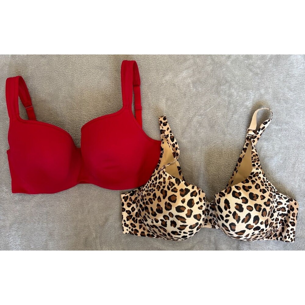 Cacique Bra Bundle 40D Red & Leopard T Shirt Bras Full Coverage